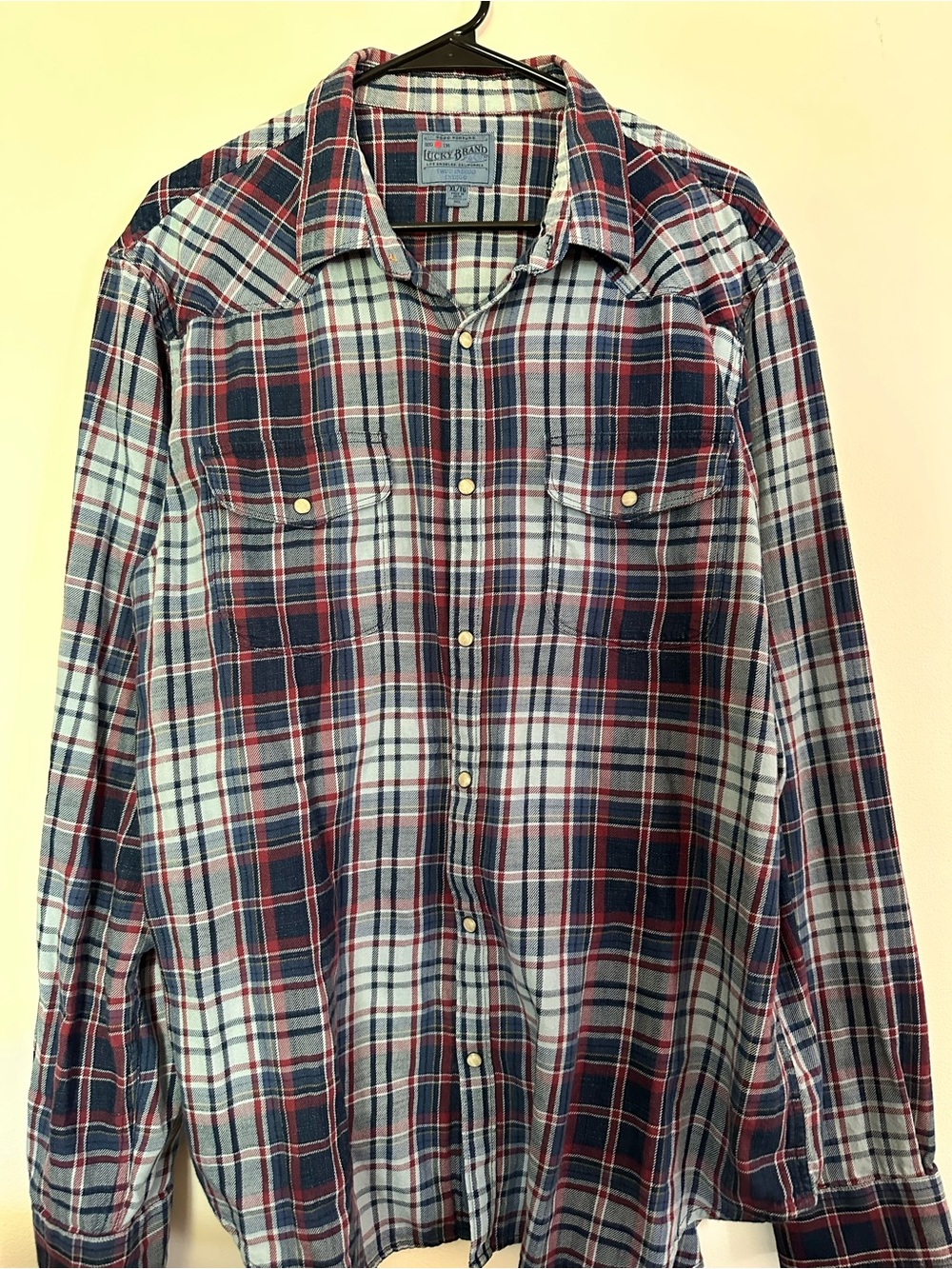 Lucky Brand Men's Red & Blue Plaid Button-Down Shirt